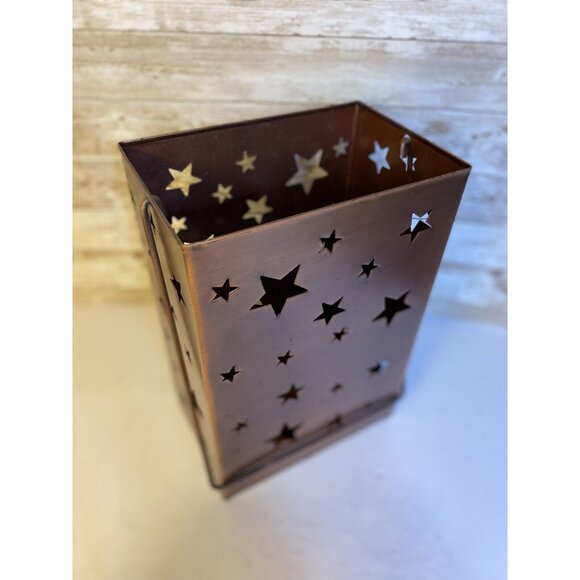 Rustic Stars Metal Lantern Luminary For 12” Tall Fits 3” Diameter Pillar Candle - Picture 1 of 14
